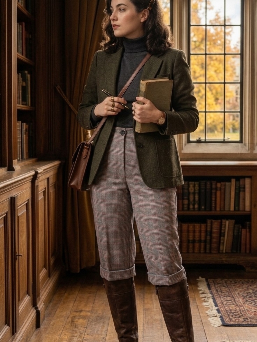 Ricki's Gray Plaid Culottes Wide Leg Cuffed